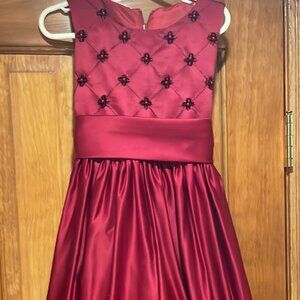 Red Tea Length Girls Dress